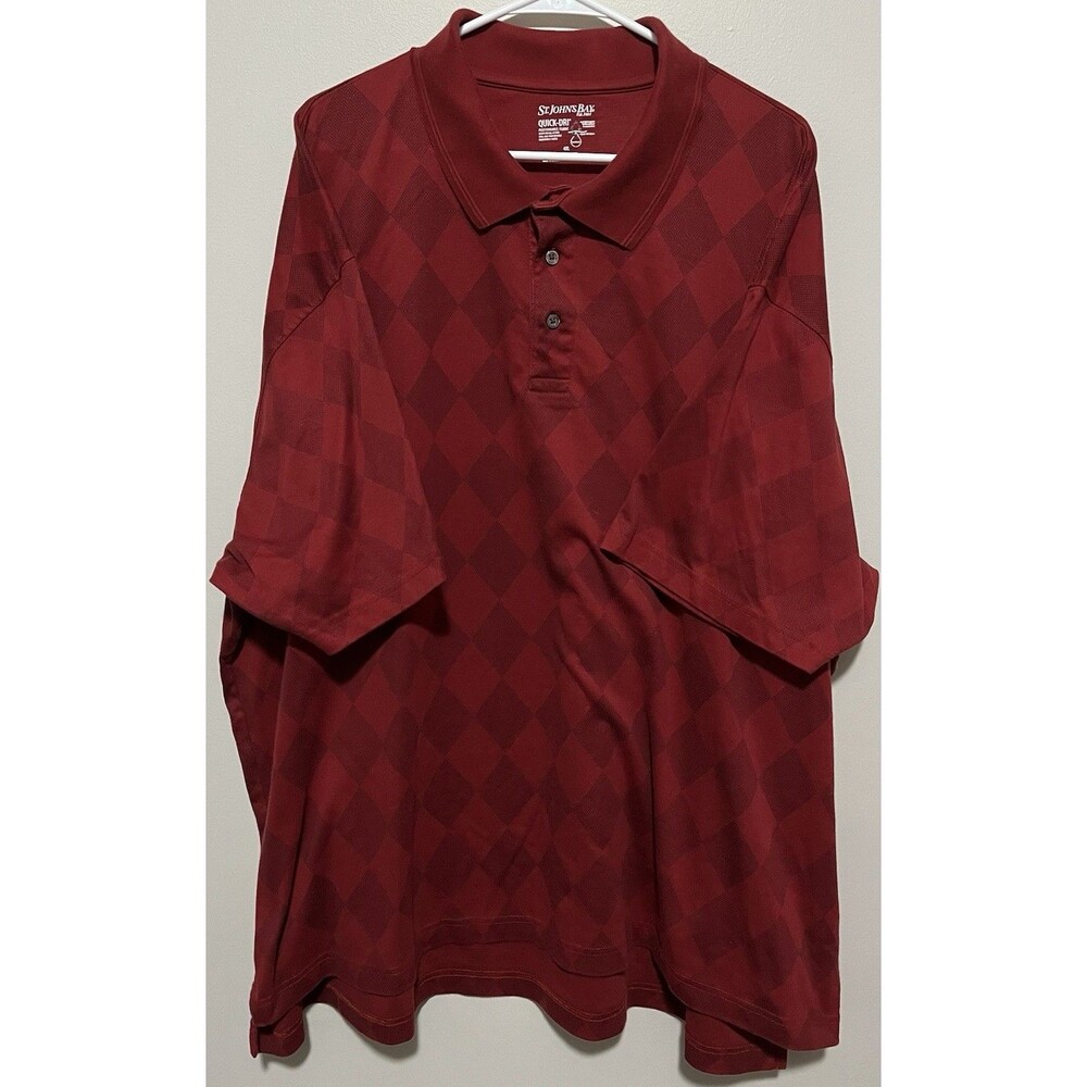 St. John's Bay Men’s red checkered polo shirt Size 4XL